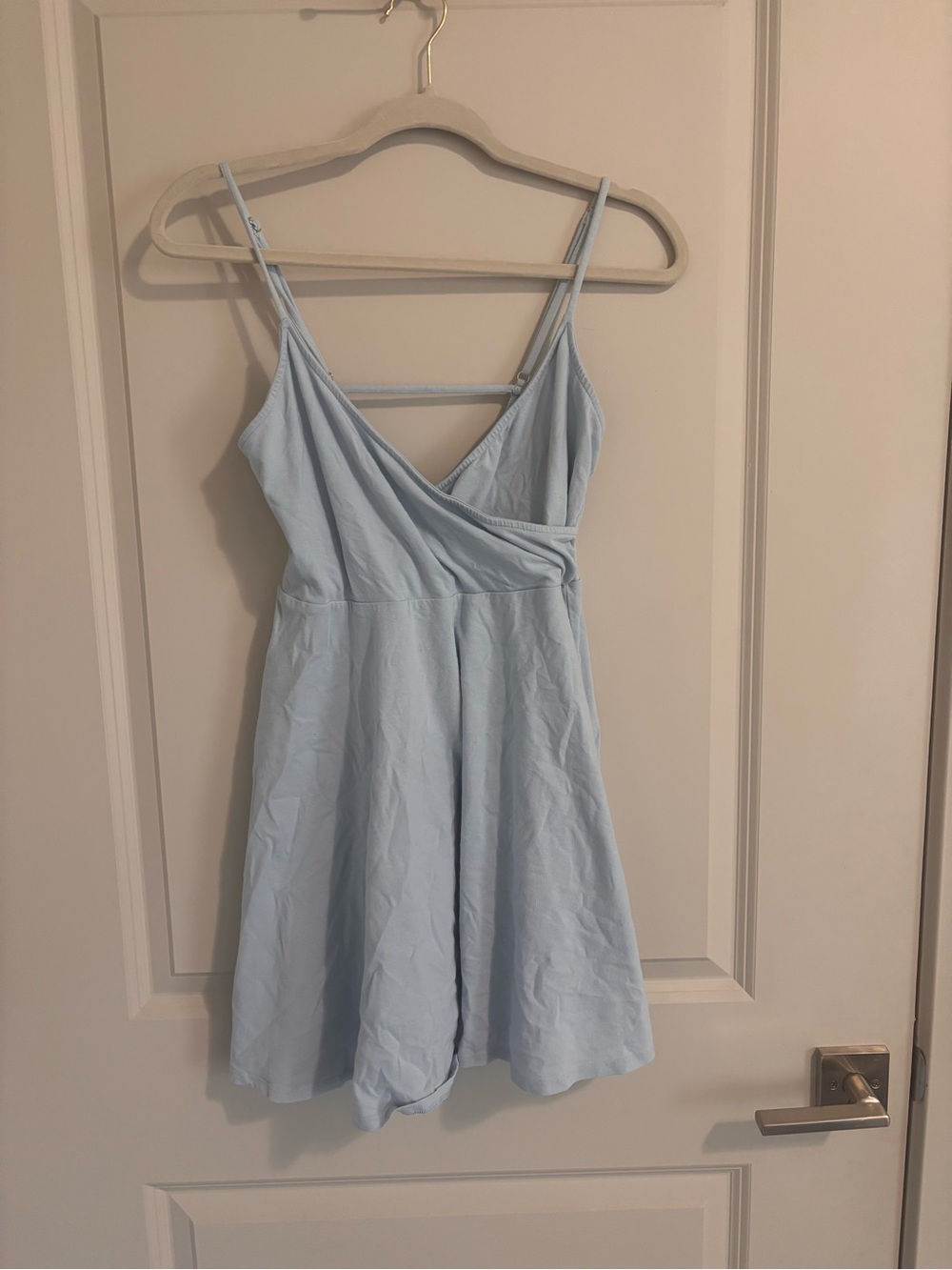 Light Blue Spaghetti Strap Wrap Sundress
